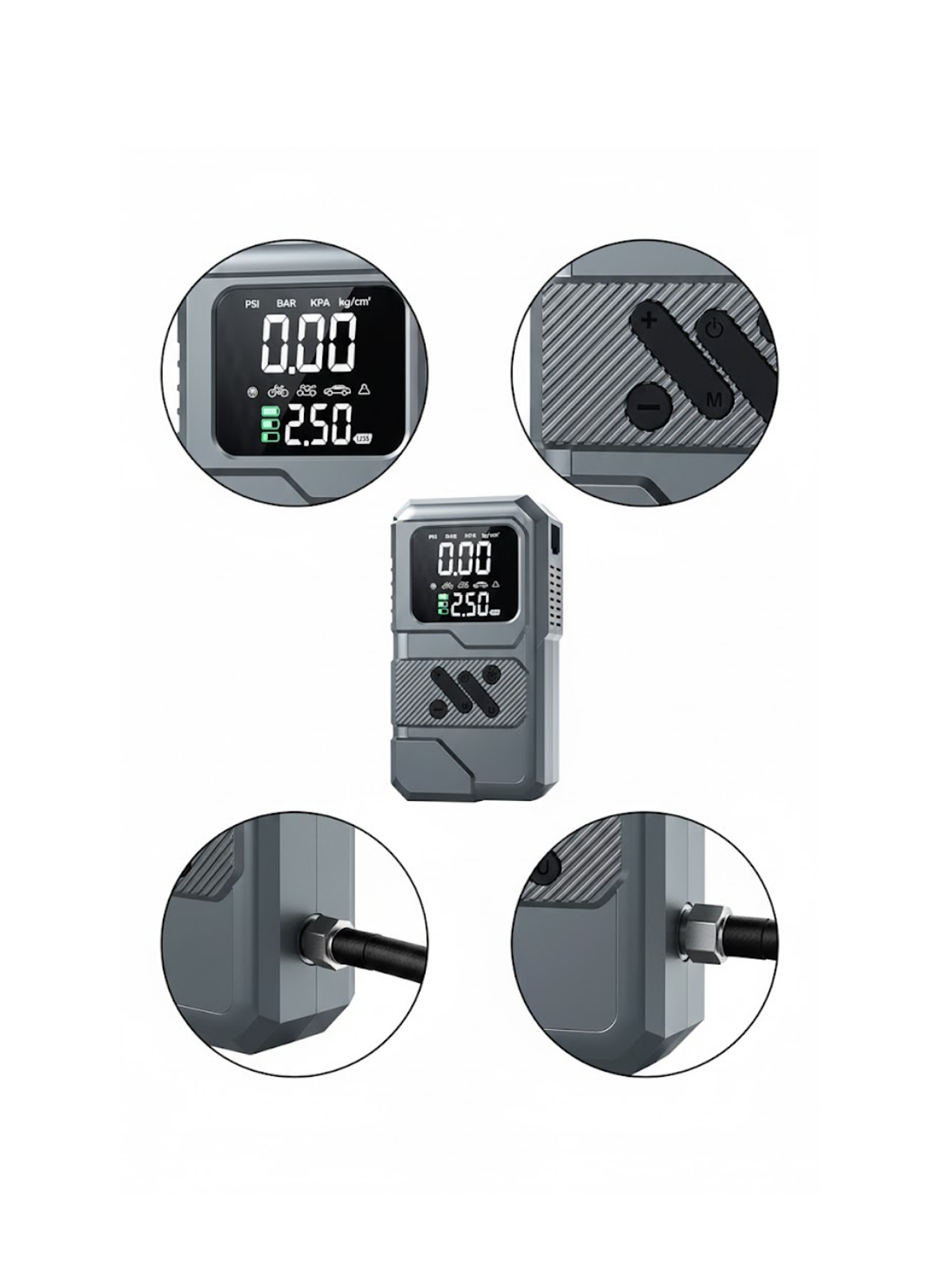 12.000 mAh Akü Takviye Destekli LED Işıklı Araç Kompresörü