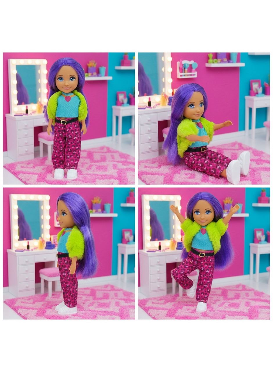 Ankiki Moda İkonu Bebek Figür 13 cm - Mor Saçlı Hip-Hop Rüzgarı