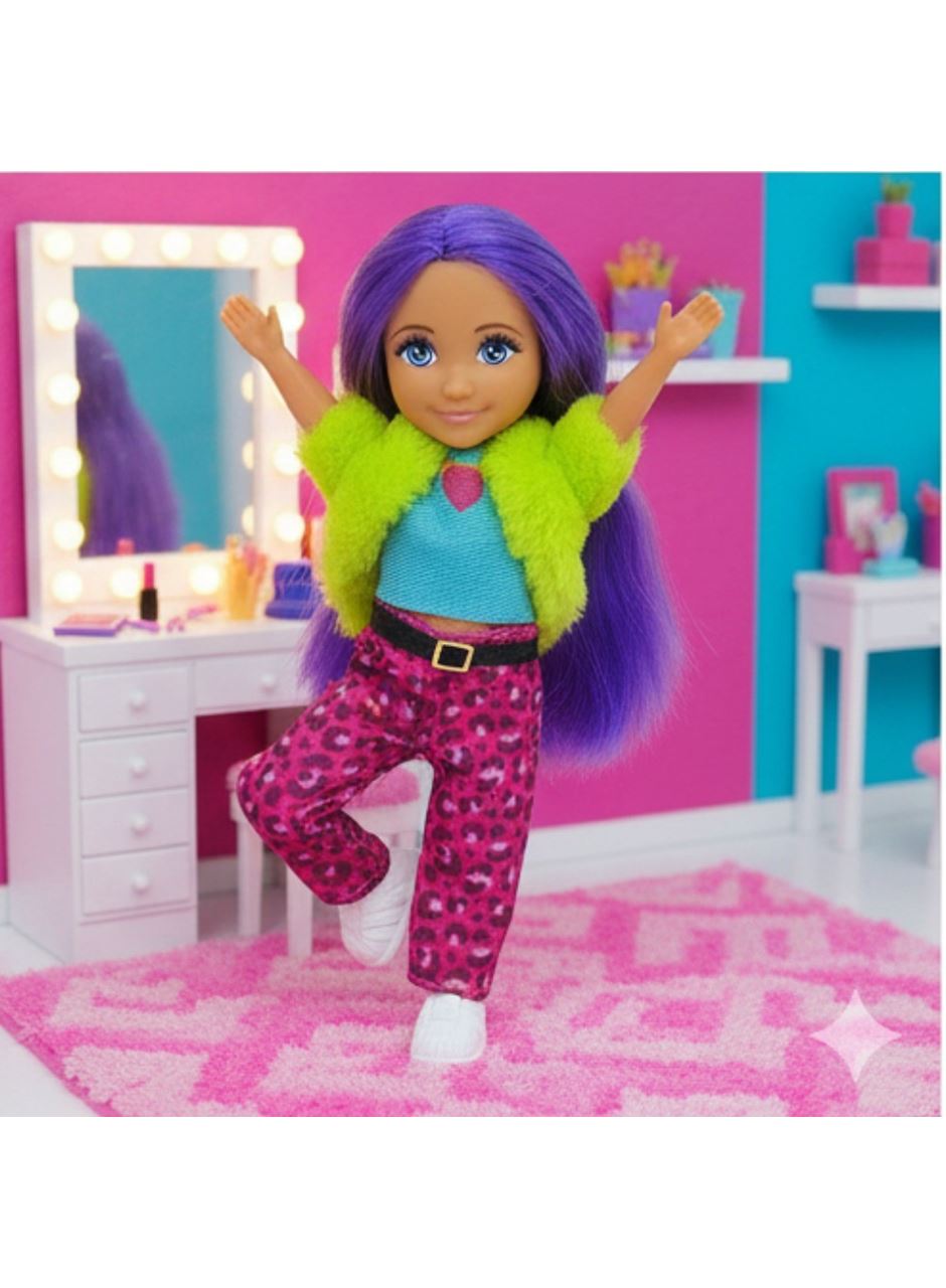 Ankiki Moda İkonu Bebek Figür 13 cm - Mor Saçlı Hip-Hop Rüzgarı