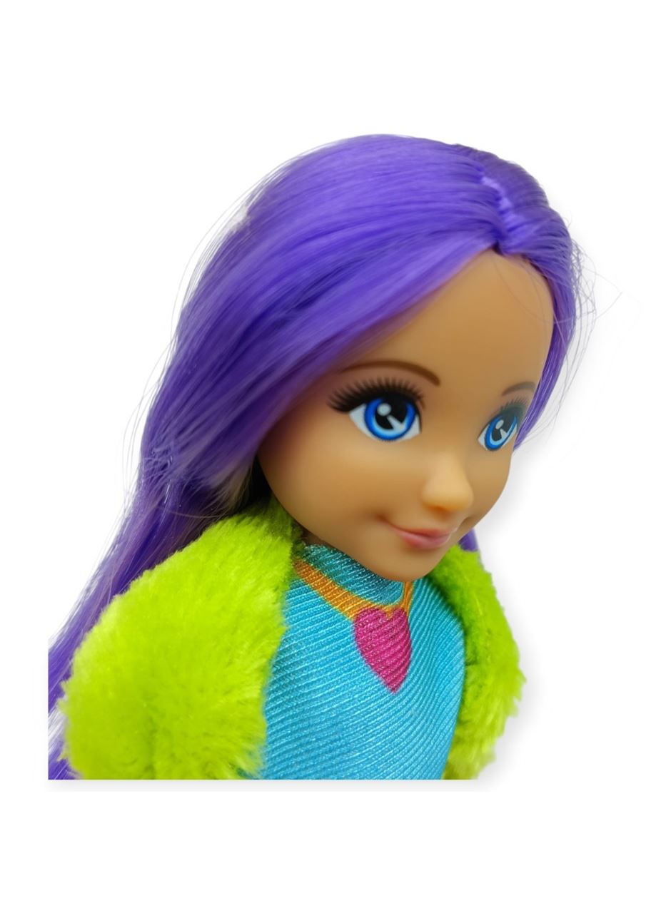 Ankiki Moda İkonu Bebek Figür 13 cm - Mor Saçlı Hip-Hop Rüzgarı