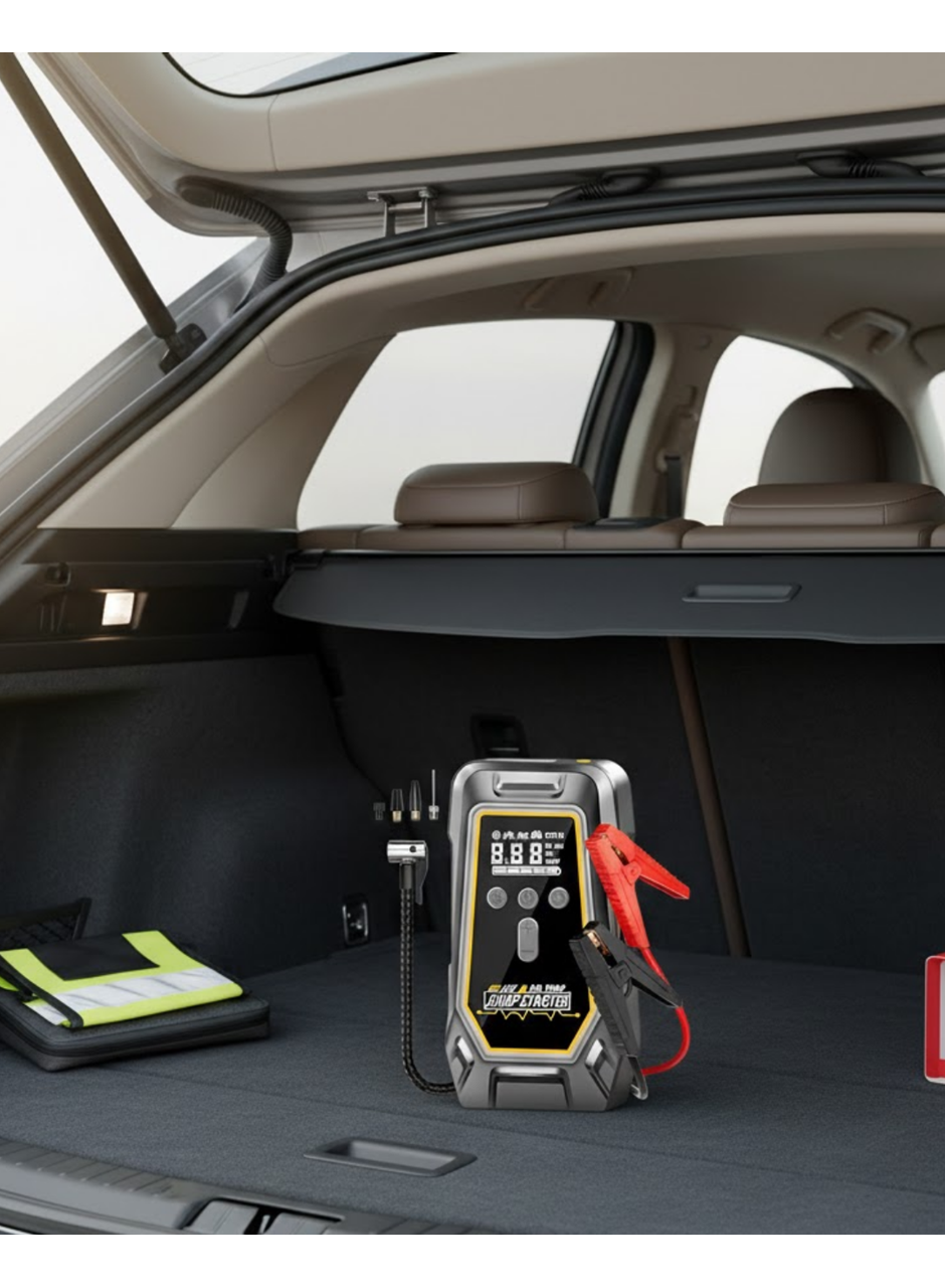 Araçlar İçin Akü Takviye ve Dijital Hava Kompresörü 16000 mAh