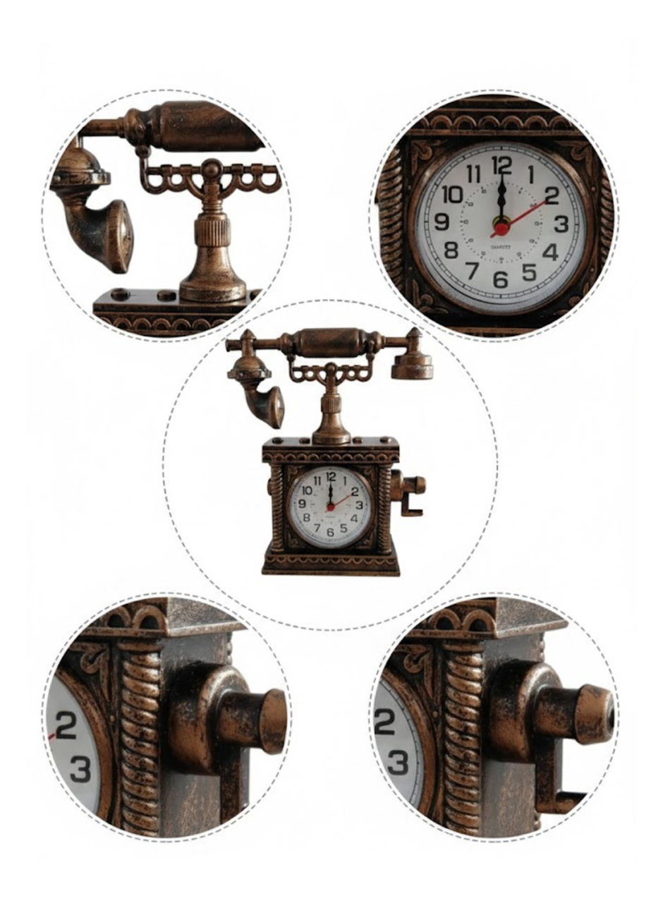 ZN8808B TELEFON ŞEKLİNDE ÇALAR SAAT BRONZ