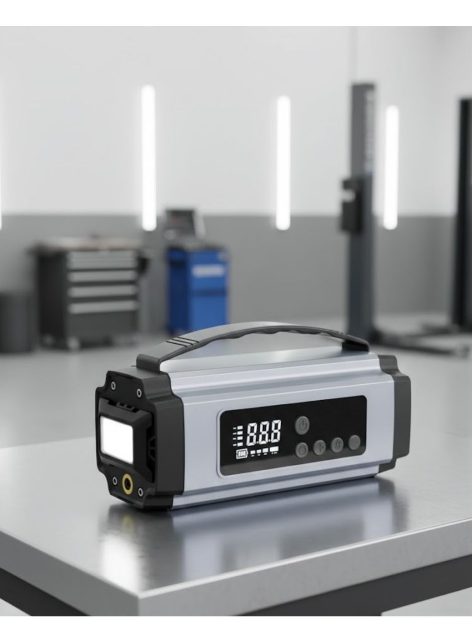 Araçlar İçin Taşınabilir Akü Takviye Hava Kompresörü ve Acil Güç Kaynağı