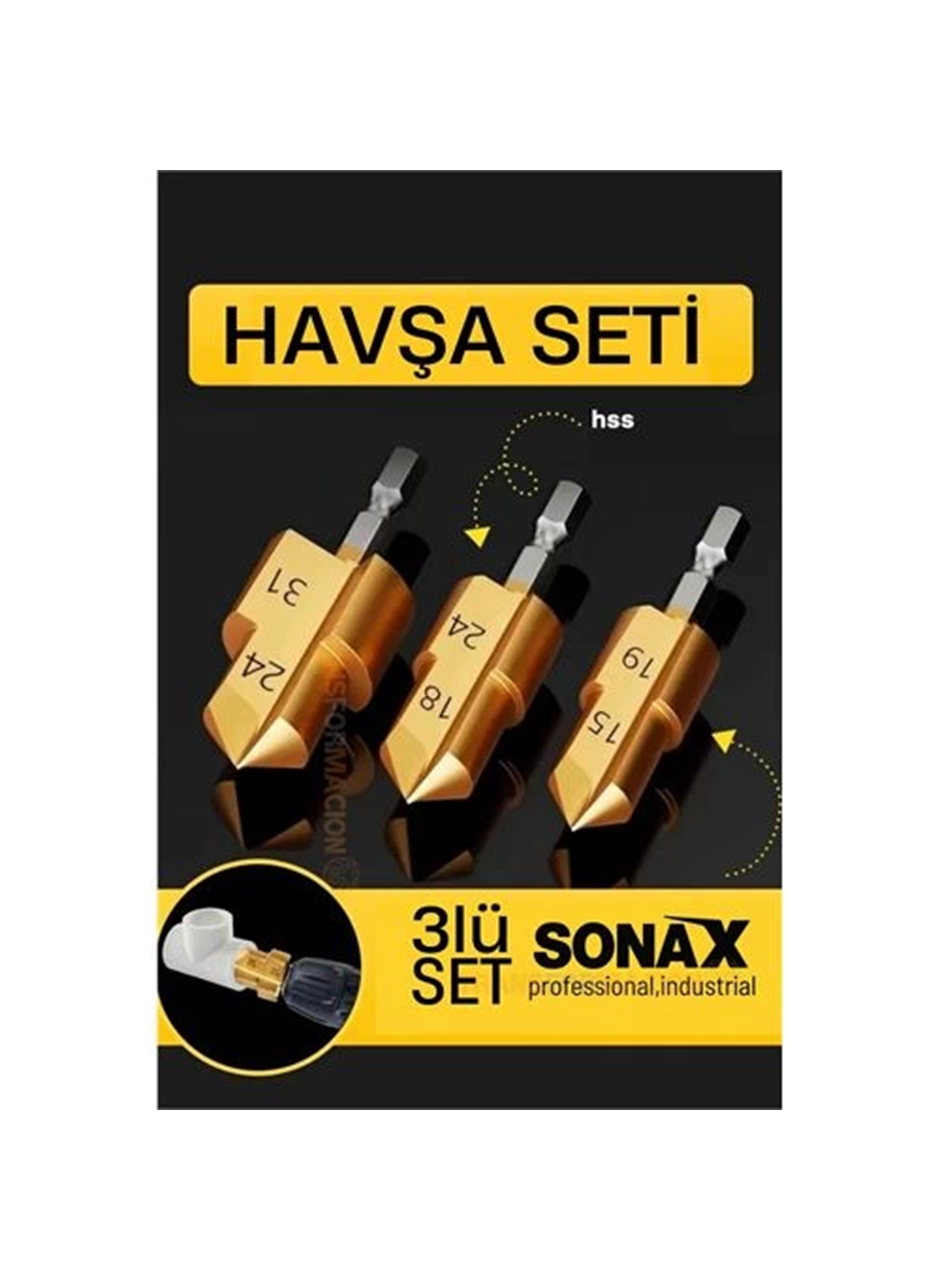 Plastik Boru Kalemtraş Kademeli Boru Açma Pvc Pprc Boru Tamir Delme Genişletme Onarımı İçin 3lü Havşa Seti (