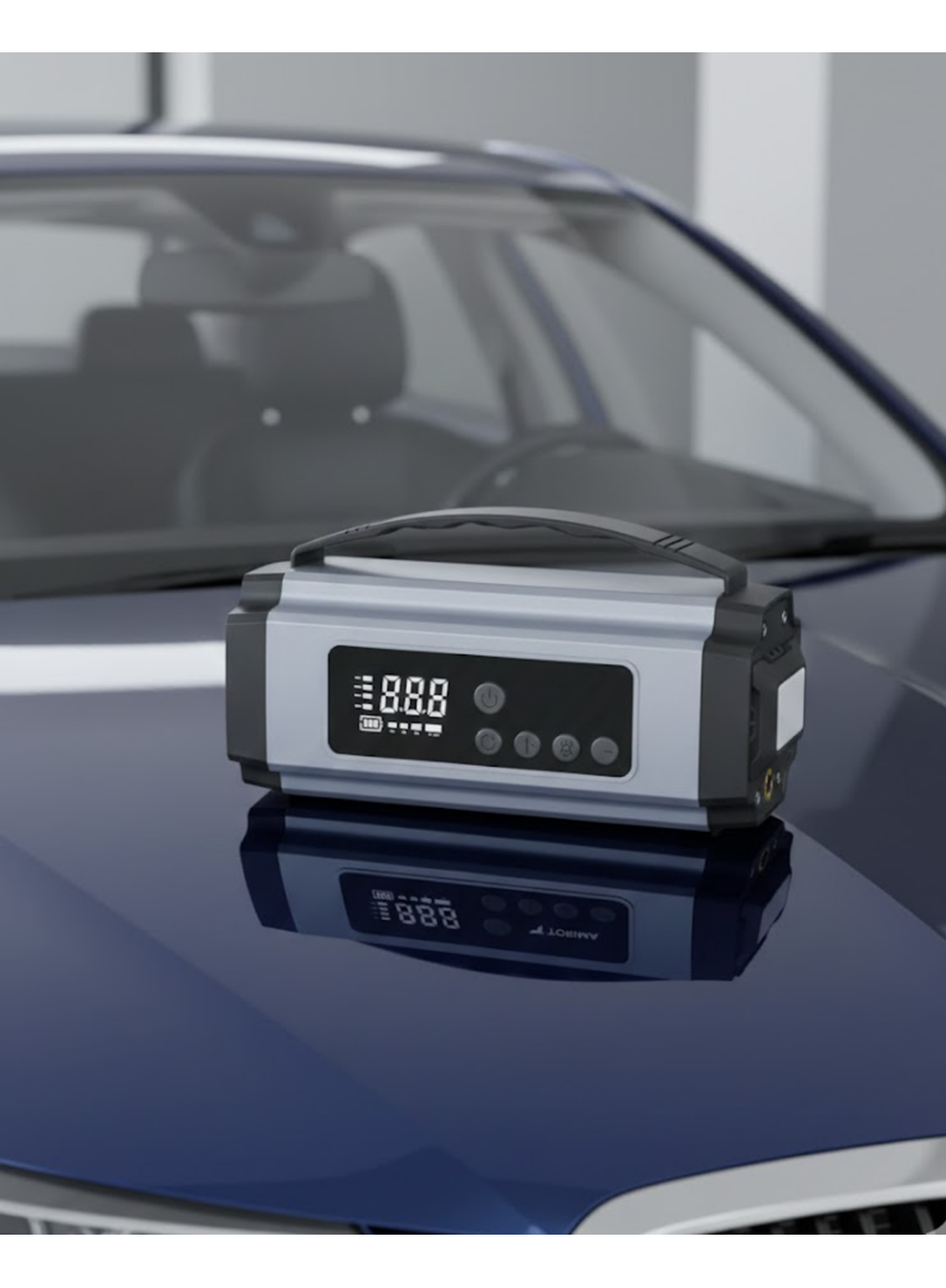 Taşınabilir Akü Takviye Cihazı Dijital Hava Kompresörü Powerbank ve LED Fener Bir Arada