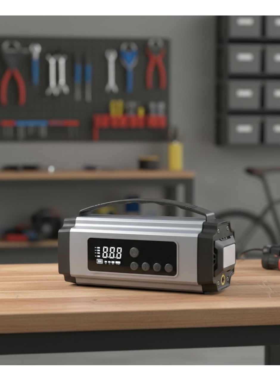 Yolda Kalmaya Son Dijital Ekranlı Akü Takviye ve Hava Kompresörü Çok Fonksiyonlu Acil Güç Ünitesi