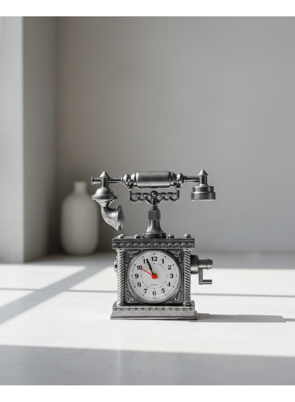 N8808B TELEFON ŞEKLİNDE ÇALAR SAAT GÜMÜŞ