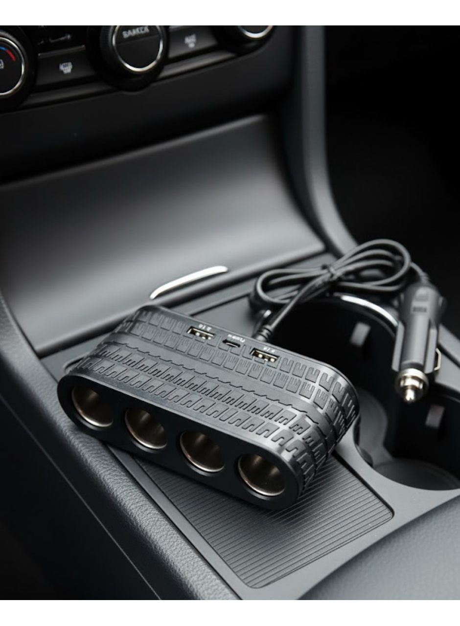 Araç İçi Güç Dağıtıcı 4 Çakmaklık 2 USB 1 Type C Şarj Ünitesi