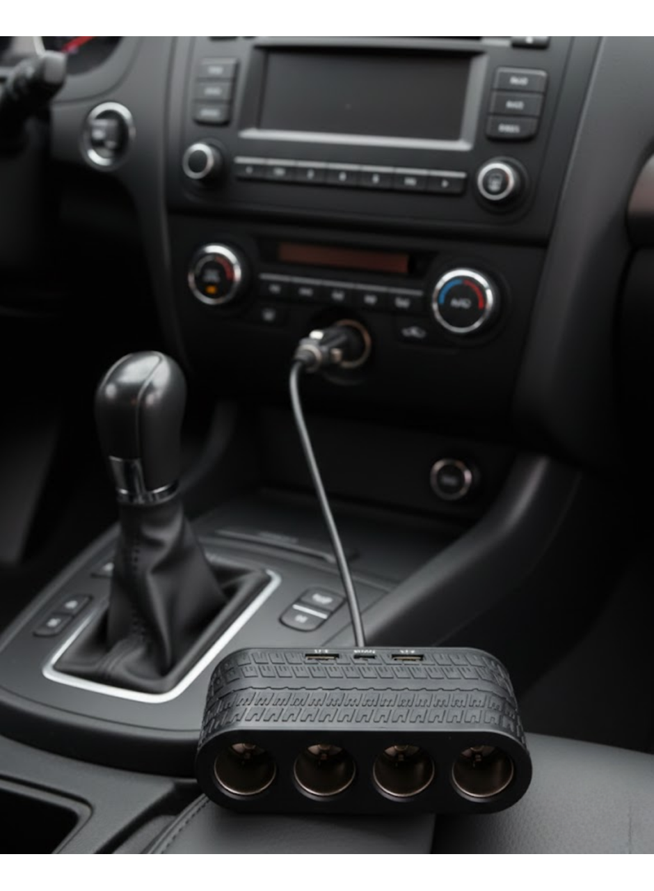 Araçlar İçin 4’lü Çakmak Çoklayıcı Type C USB ve Koruma Sistemli