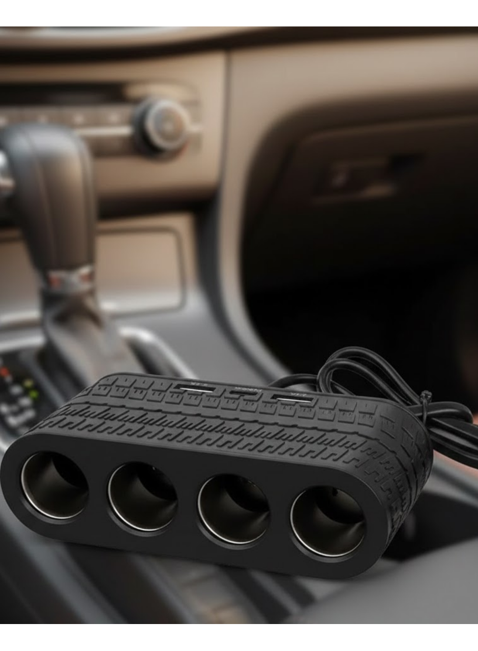 4 Çakmak Girişli Araç Çoklayıcı Type C ve USB Destekli Güvenli Güç Dağıtıcı