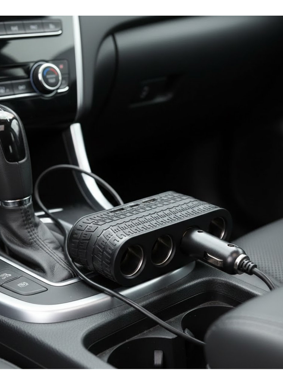 Araç Çakmak Çoklayıcı 4 Çıkışlı 2 USB ve Type C Girişli Çok Fonksiyonlu Şarj Ünitesi