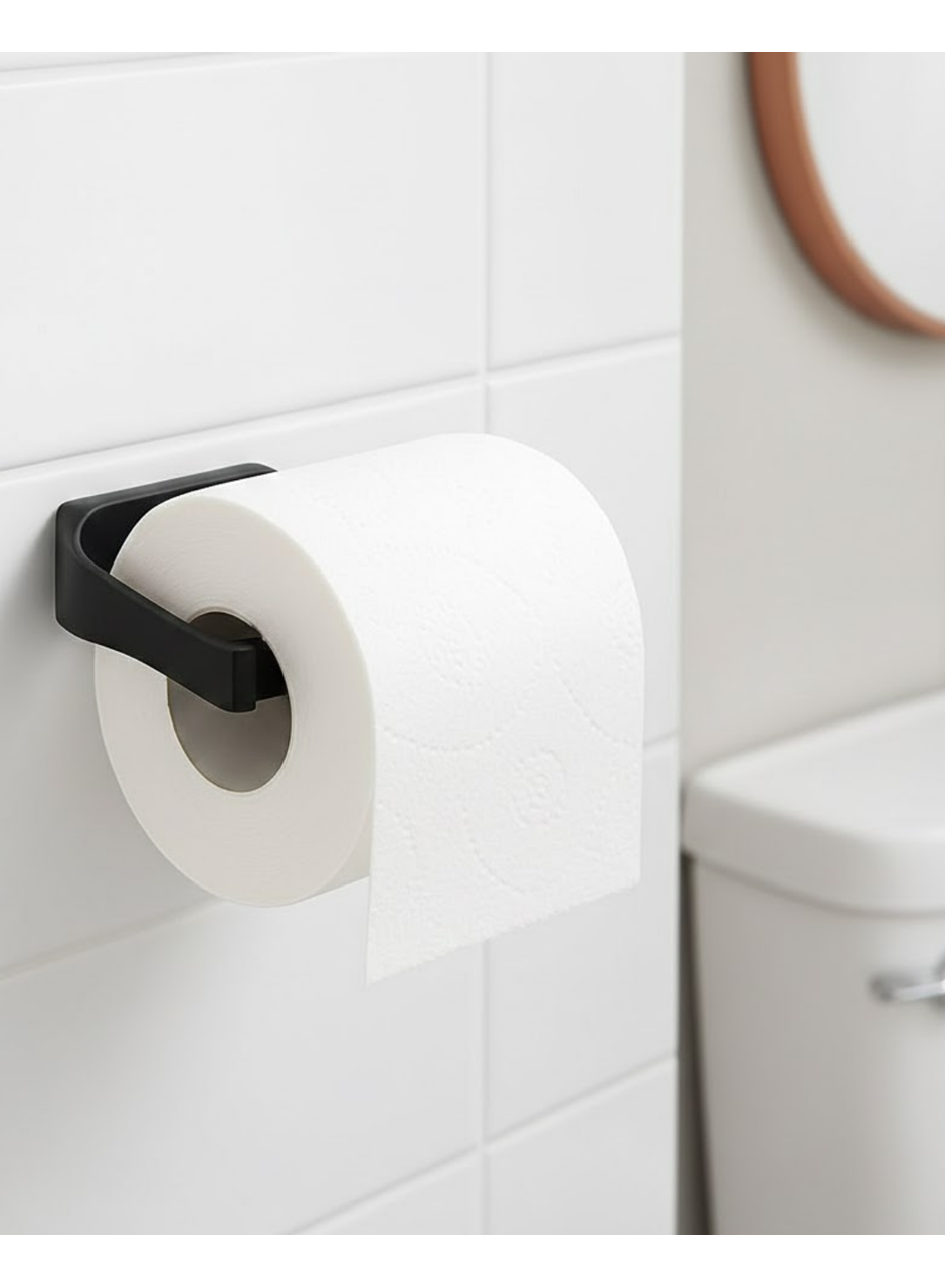 Modern Siyah Tuvalet Kağıtlığı Duvar Tipi Minimal Tasarım Peçetelik