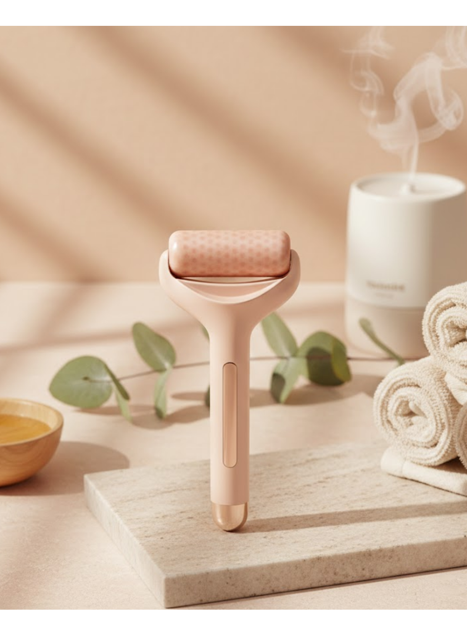 Soğuk Jel Başlıklı Buz Silindiri Yüz Masaj ve Bakım Aleti