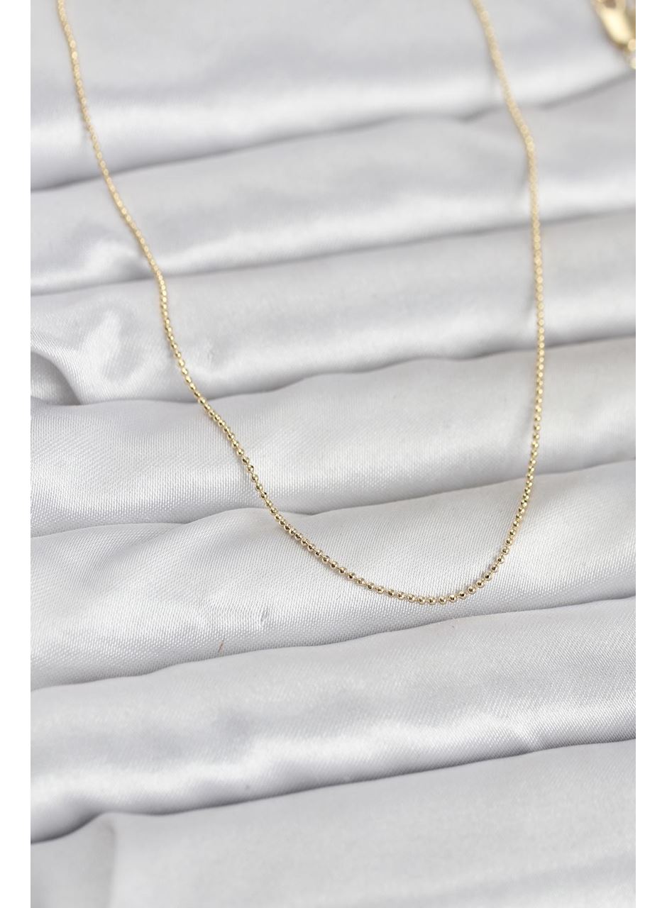 CM 14K Gold Renk İnce Top Zincirli 60 cm Kadın Kolye