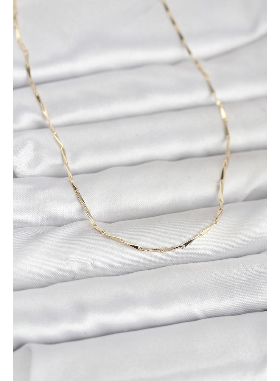 CM 14K Gold Renk Çubuk Kesme Zincir Model 60 cm Kadın Kolye