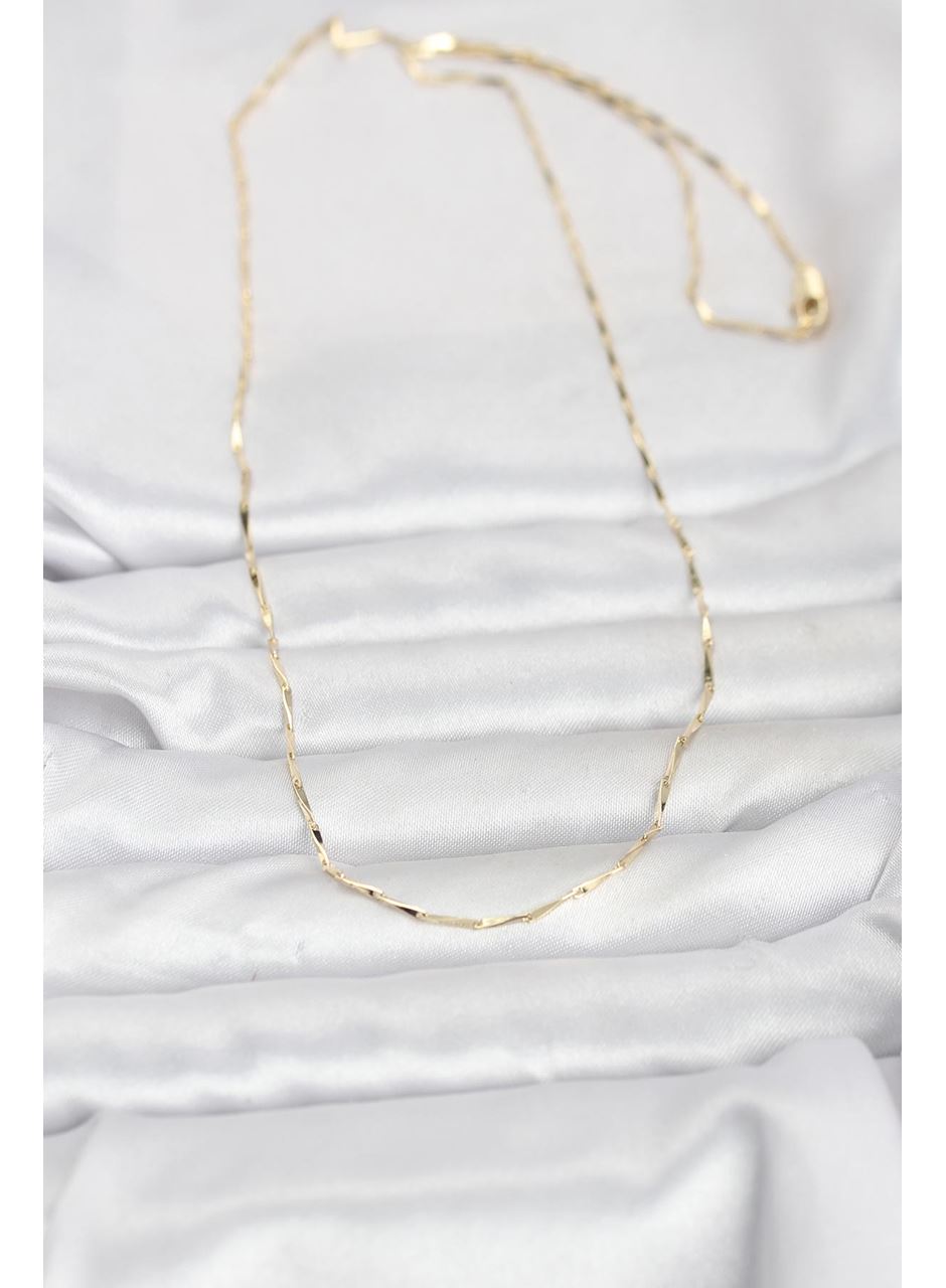 CM 14K Gold Renk Çubuk Kesme Zincir Model 60 cm Kadın Kolye