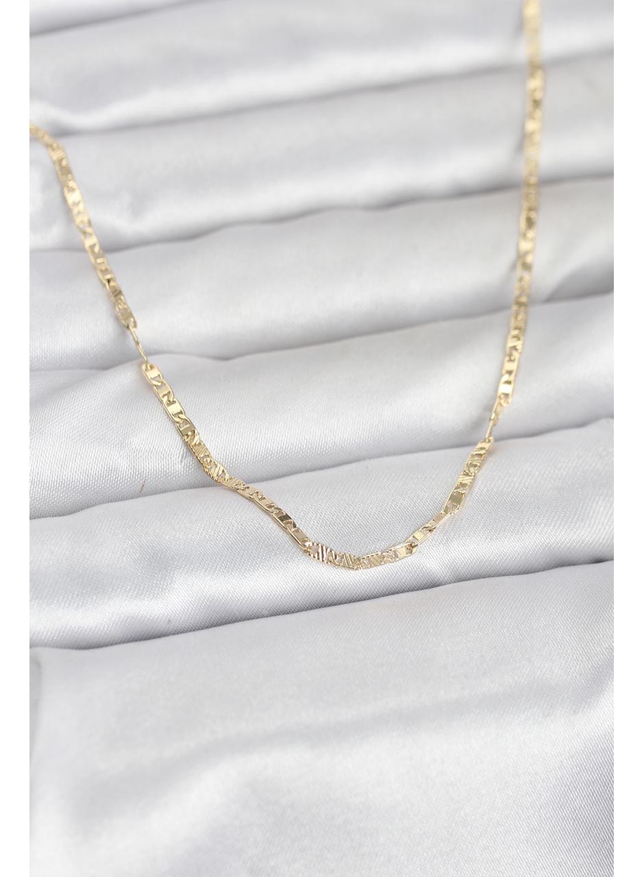 CM 14K Gold Renk Yassı Zincir Model 60 cm Kadın Kolye