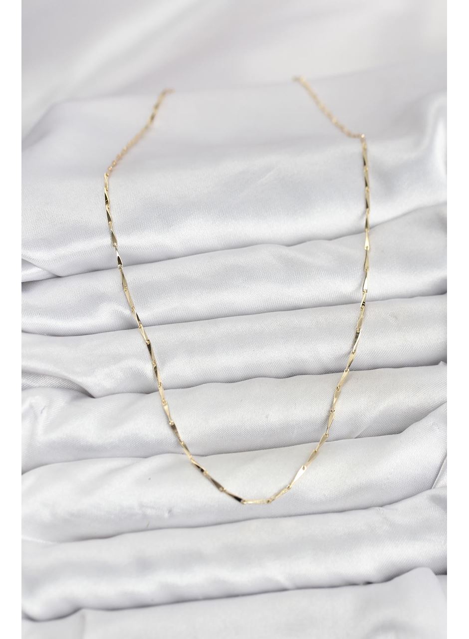 CM 14K Gold Renk İnce Kesim Çubuk Model Zincir Kadın Kolye