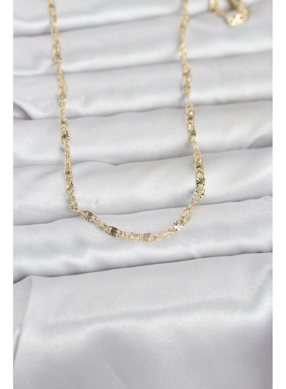 CM 14K Gold Renk Lazerli Gemici Zincir Model 60 cm Kadın Kolye