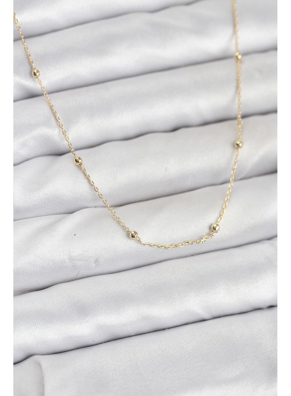CM 14K Gold Renk Minik Top Zincirli Kadın Kolye
