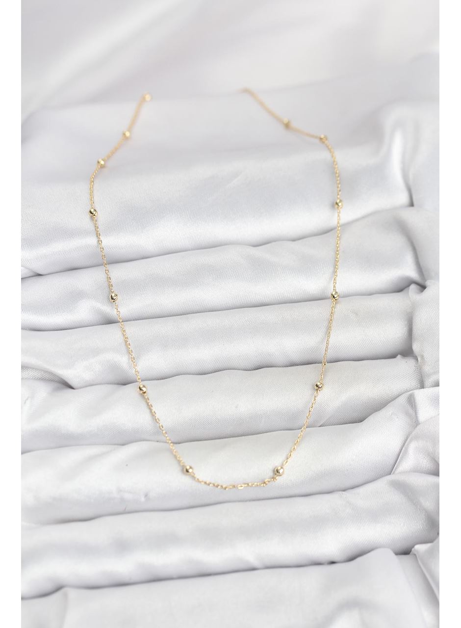 CM 14K Gold Renk Minik Top Zincirli Kadın Kolye
