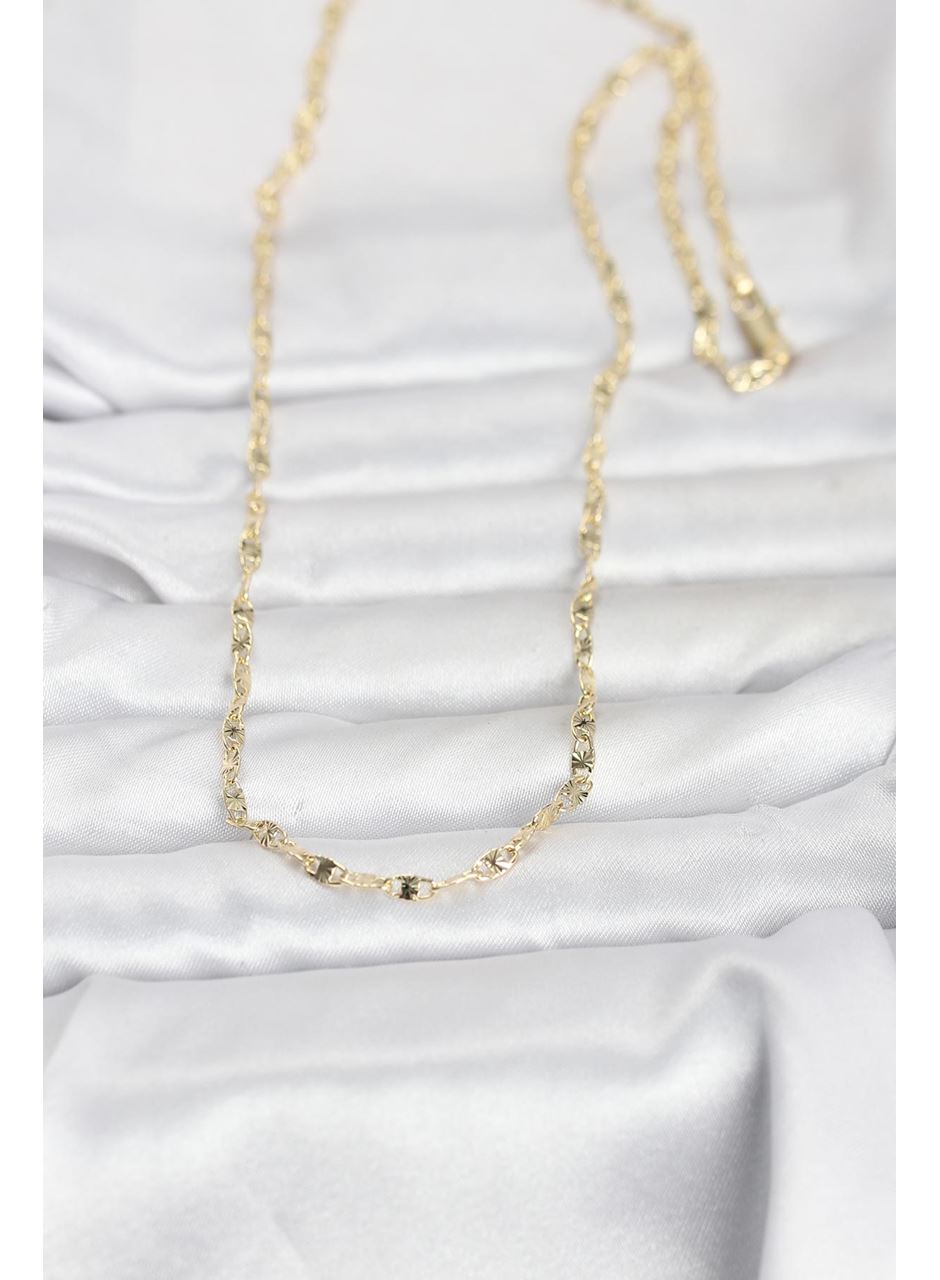 CM 14K Gold Renk Lazerli Gemici Zincir Model 60 cm Kadın Kolye