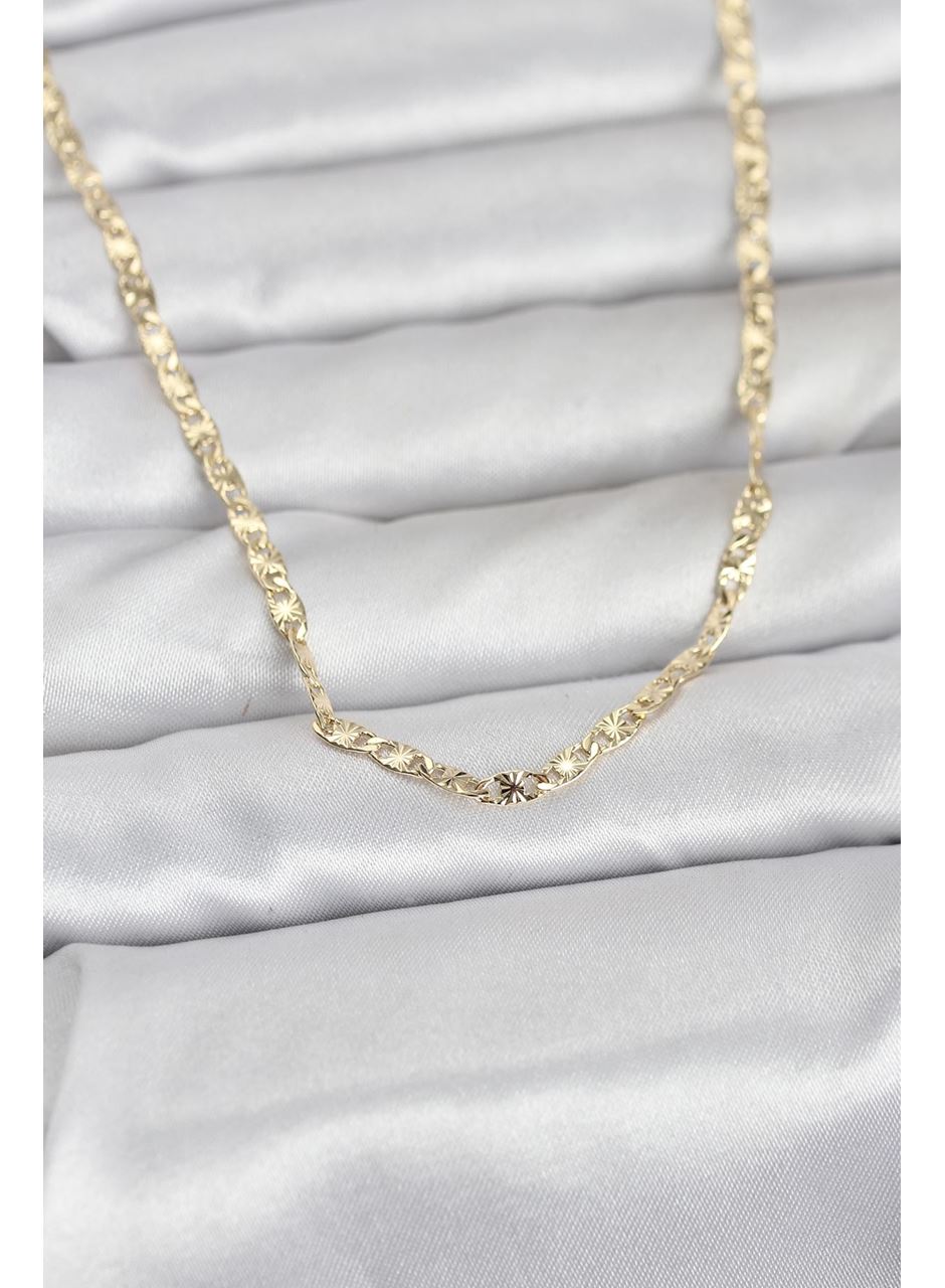 CM 14K Gold Renk Lazer Zincirli Model 60 cm Kadın Kolye