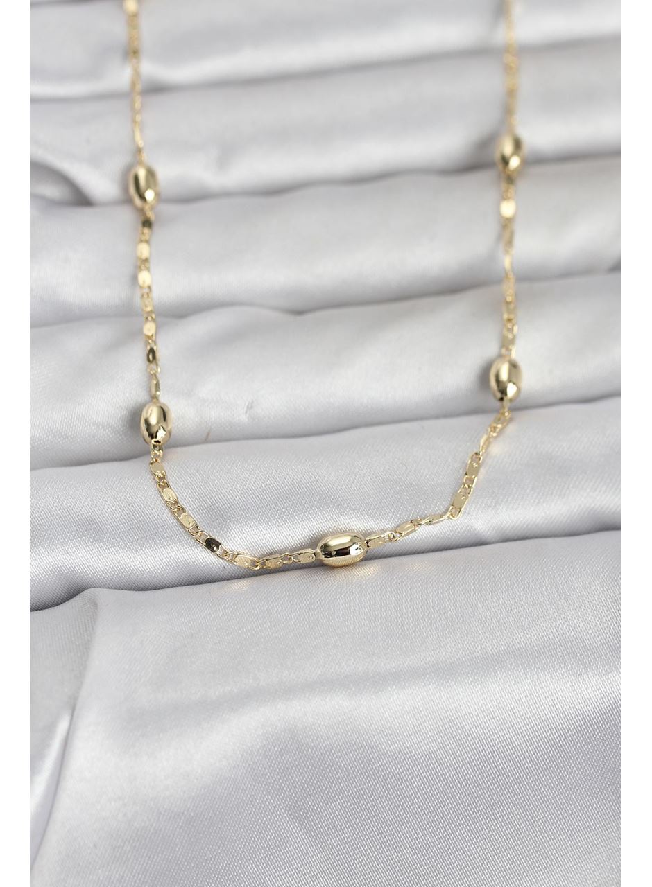 CM 14K Gold Renk Damla Topçuklu Zincir Model 60 cm Kadın Kolye