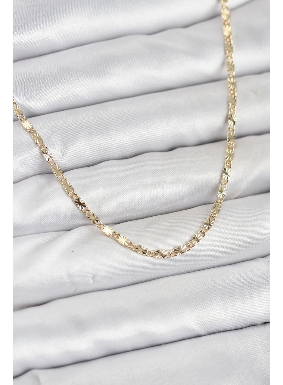 CM 14K Gold Renk Lazerli Zincir Model Kadın Kolye