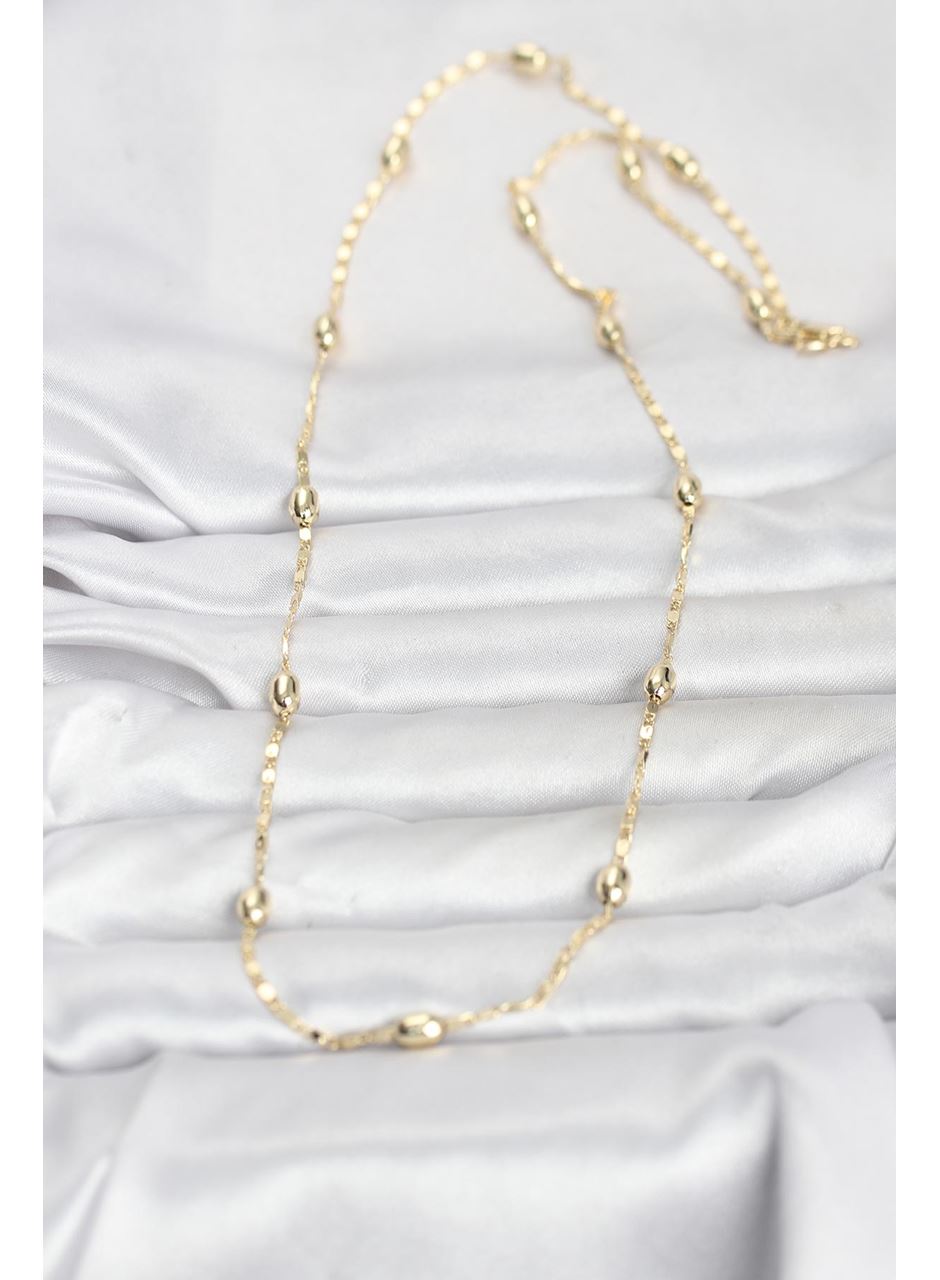 CM 14K Gold Renk Damla Topçuklu Zincir Model 60 cm Kadın Kolye