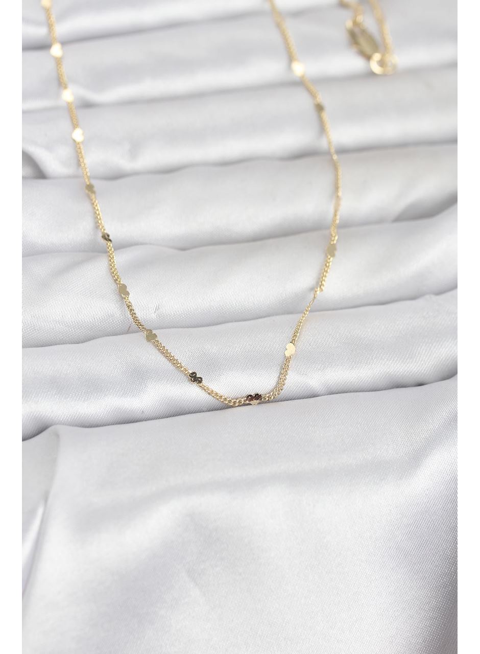 CM 14K Gold Renk Ezme Kalp Detaylı 60 cm Zincir Kadın Kolye