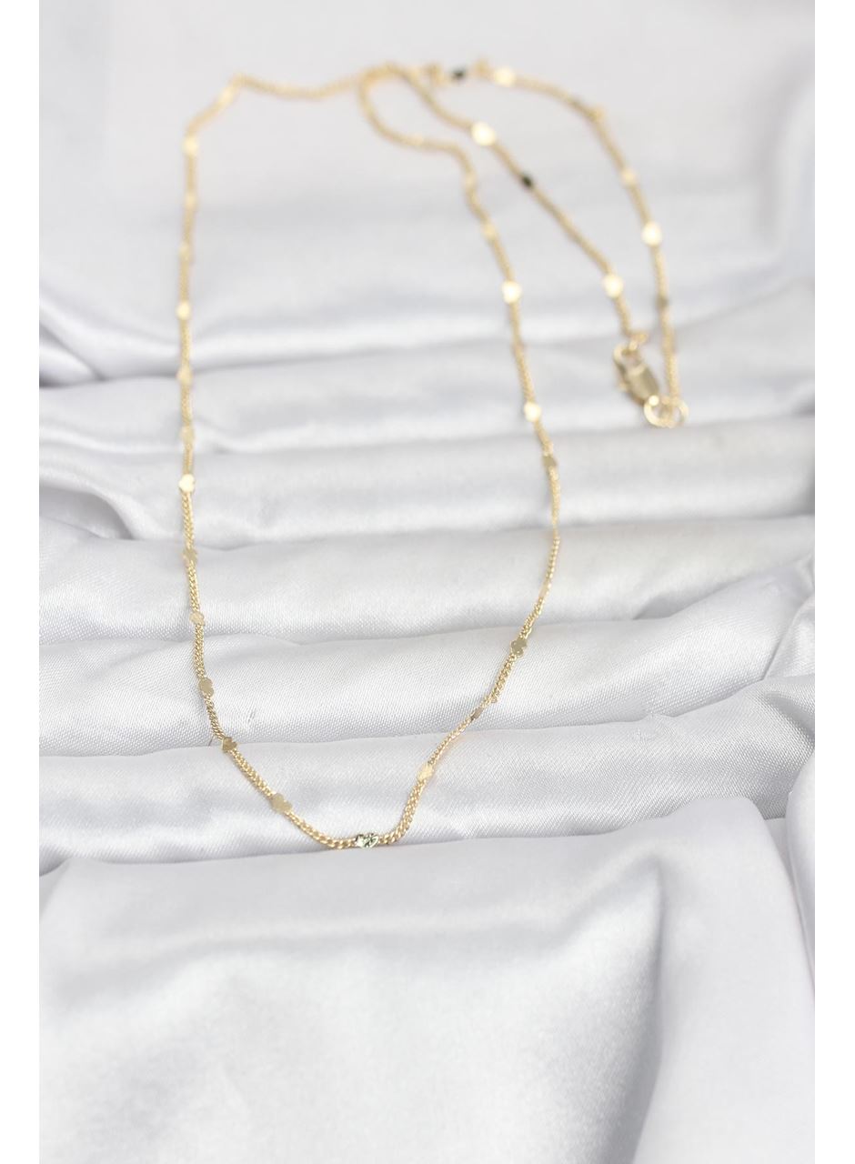 CM 14K Gold Renk Ezme Kalp Detaylı 60 cm Zincir Kadın Kolye