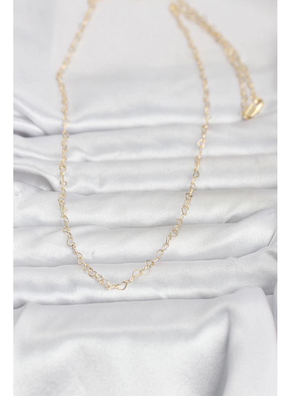 CM 14K Gold Renk Kalp Zincirli 60 cm Kadın Kolye