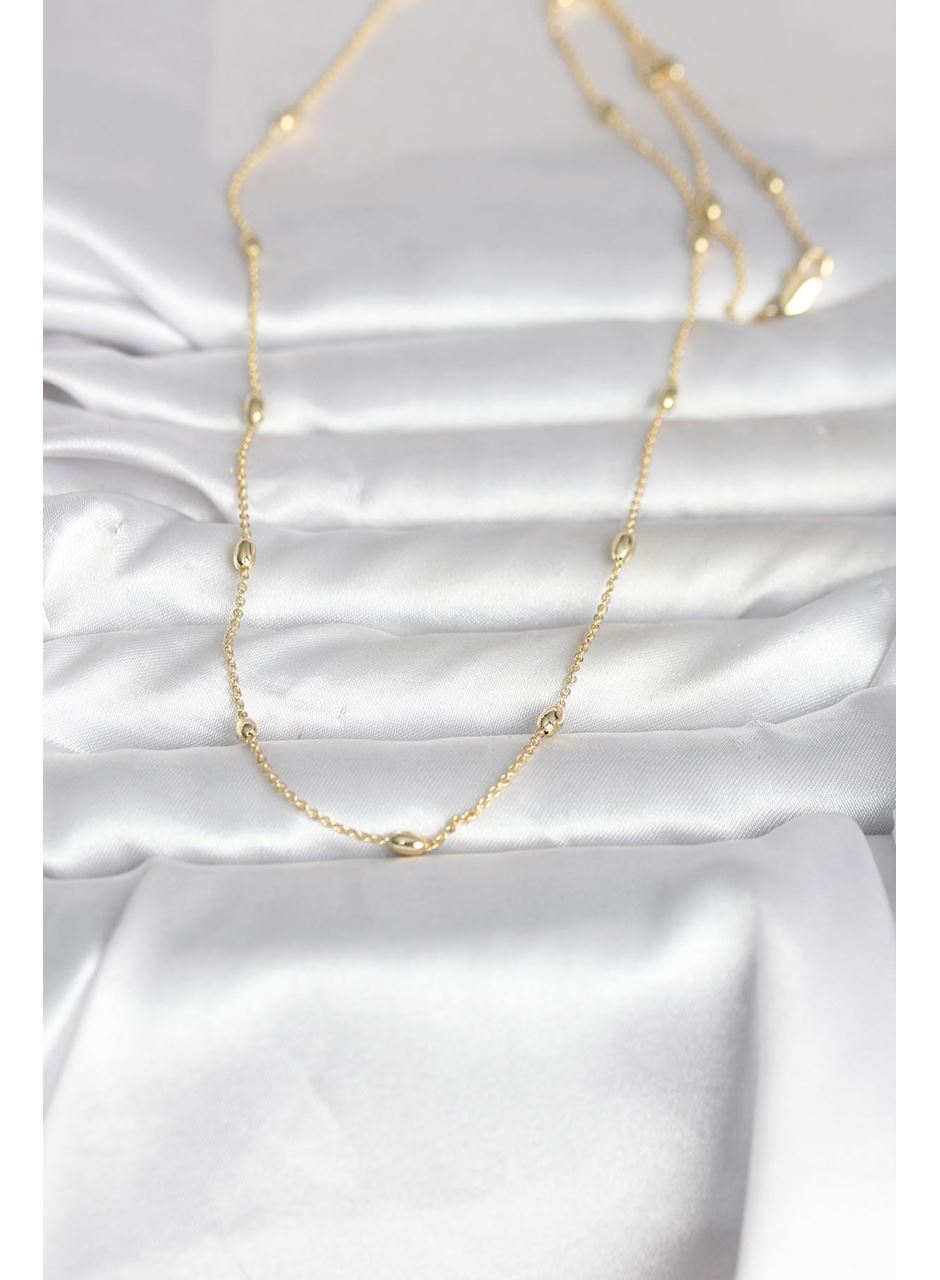 CM 14K Gold Renk Damla Topçuk Model Zincirli 60 cm Kadın Kolye