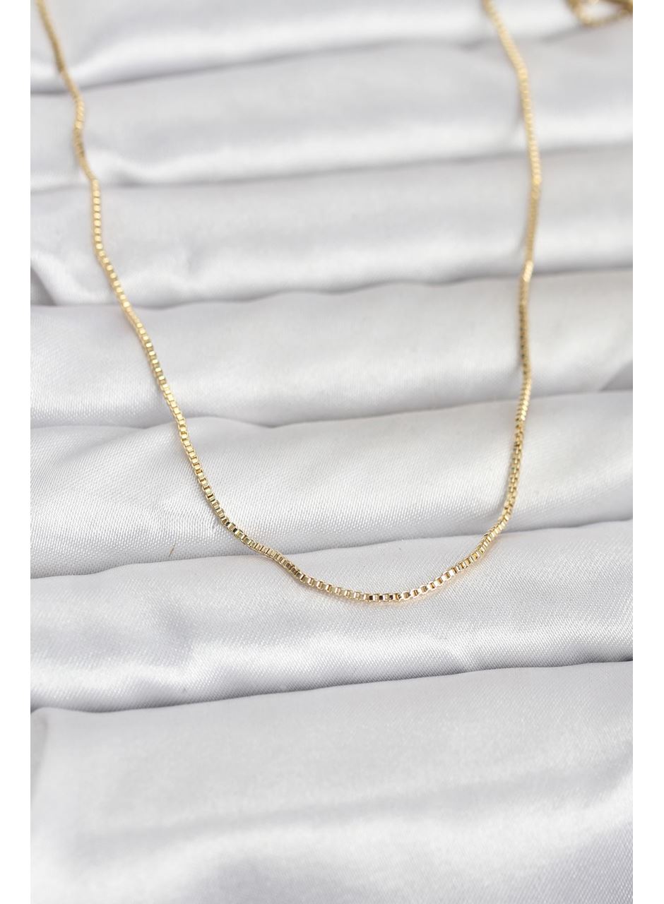 CM 14K Gold Renk İnce Kare Zincirli Model 60 cm Kadın Kolye