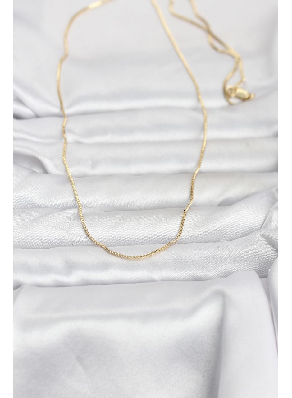 CM 14K Gold Renk İnce Kare Zincirli Model 60 cm Kadın Kolye