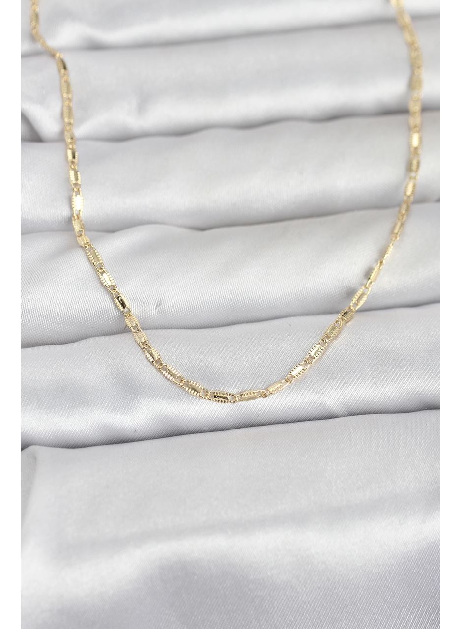 CM 14K Gold Renk Lazerli Zincir Model 60 cm Kadın Kolye