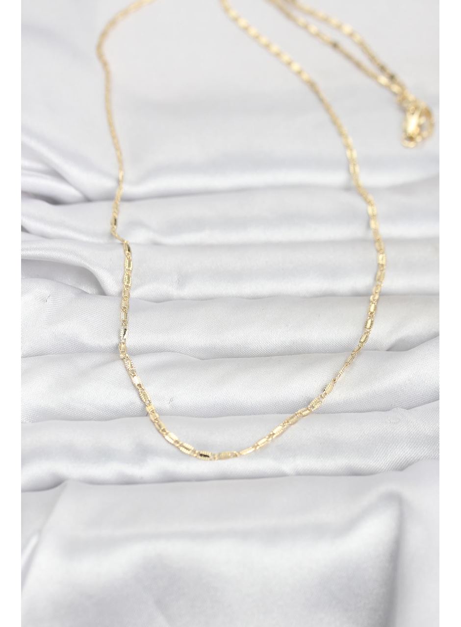 CM 14K Gold Renk Lazerli Zincir Model 60 cm Kadın Kolye