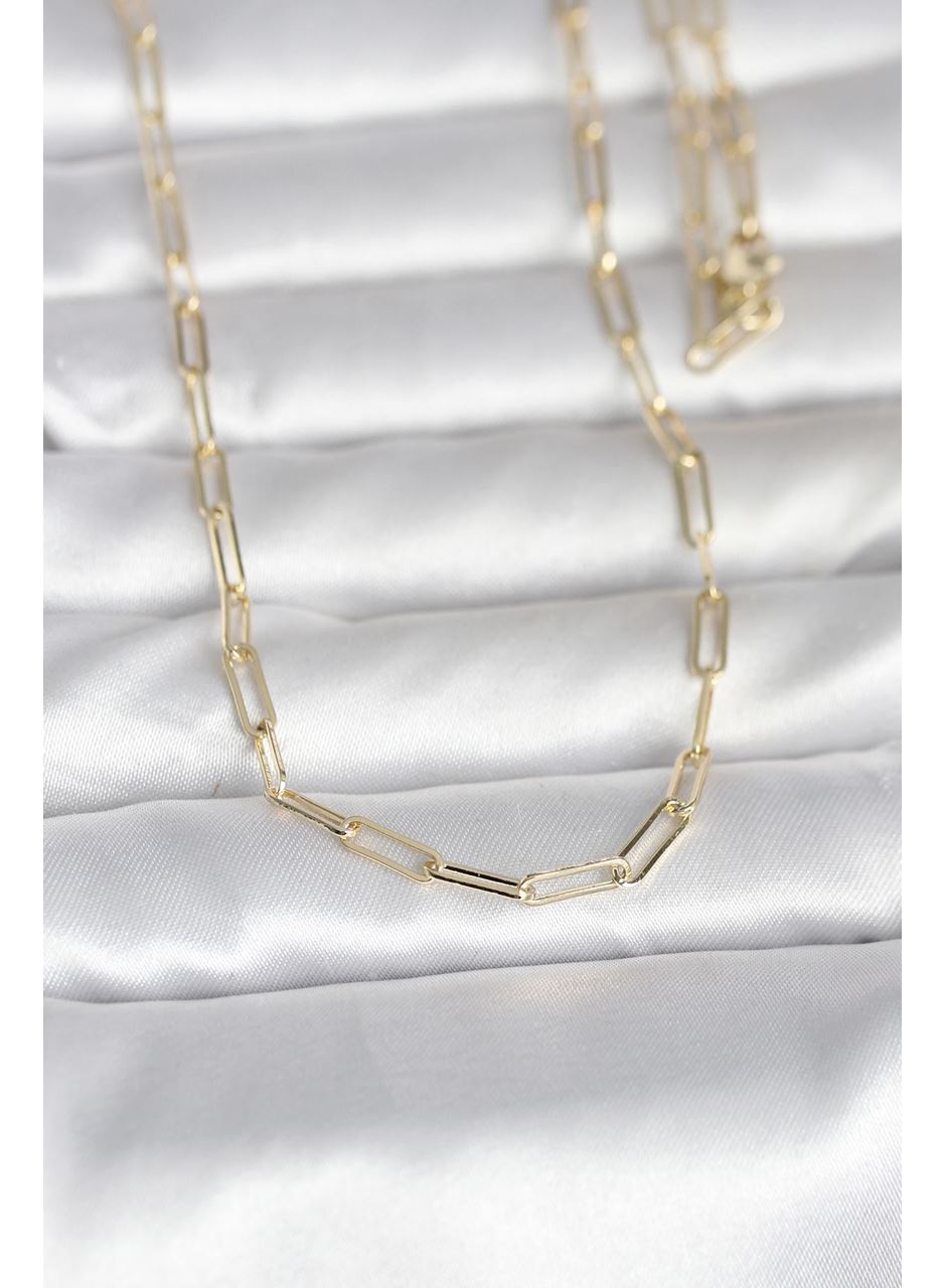 CM 14K Gold Renk Ataç Zincirli Model 60 cm Kadın Kolye