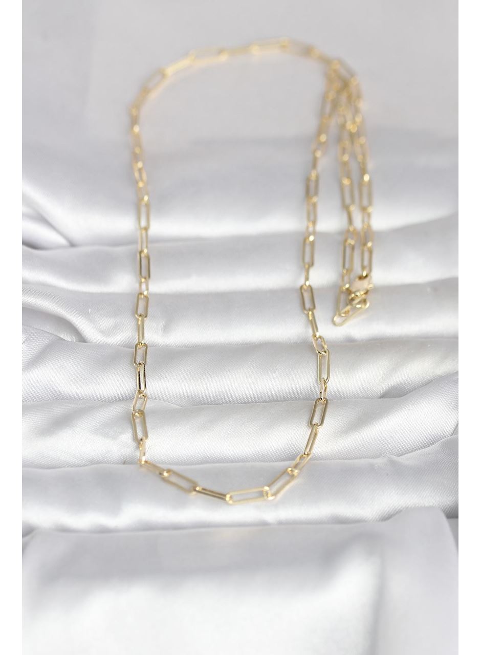 CM 14K Gold Renk Ataç Zincirli Model 60 cm Kadın Kolye