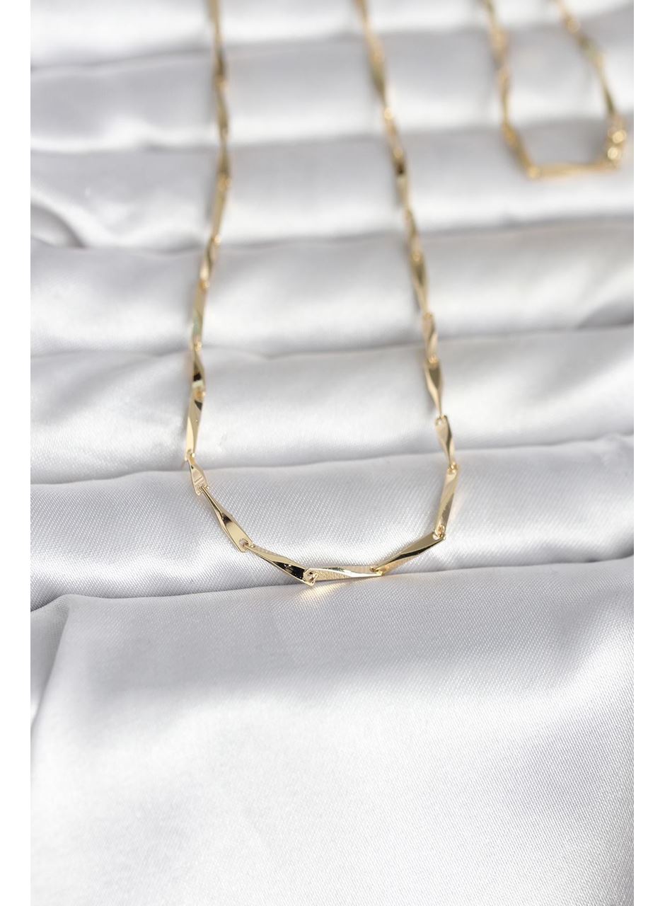 CM 14K Gold Renk Kesme Çubuk Zincirli Model 60 cm Kadın Kolye