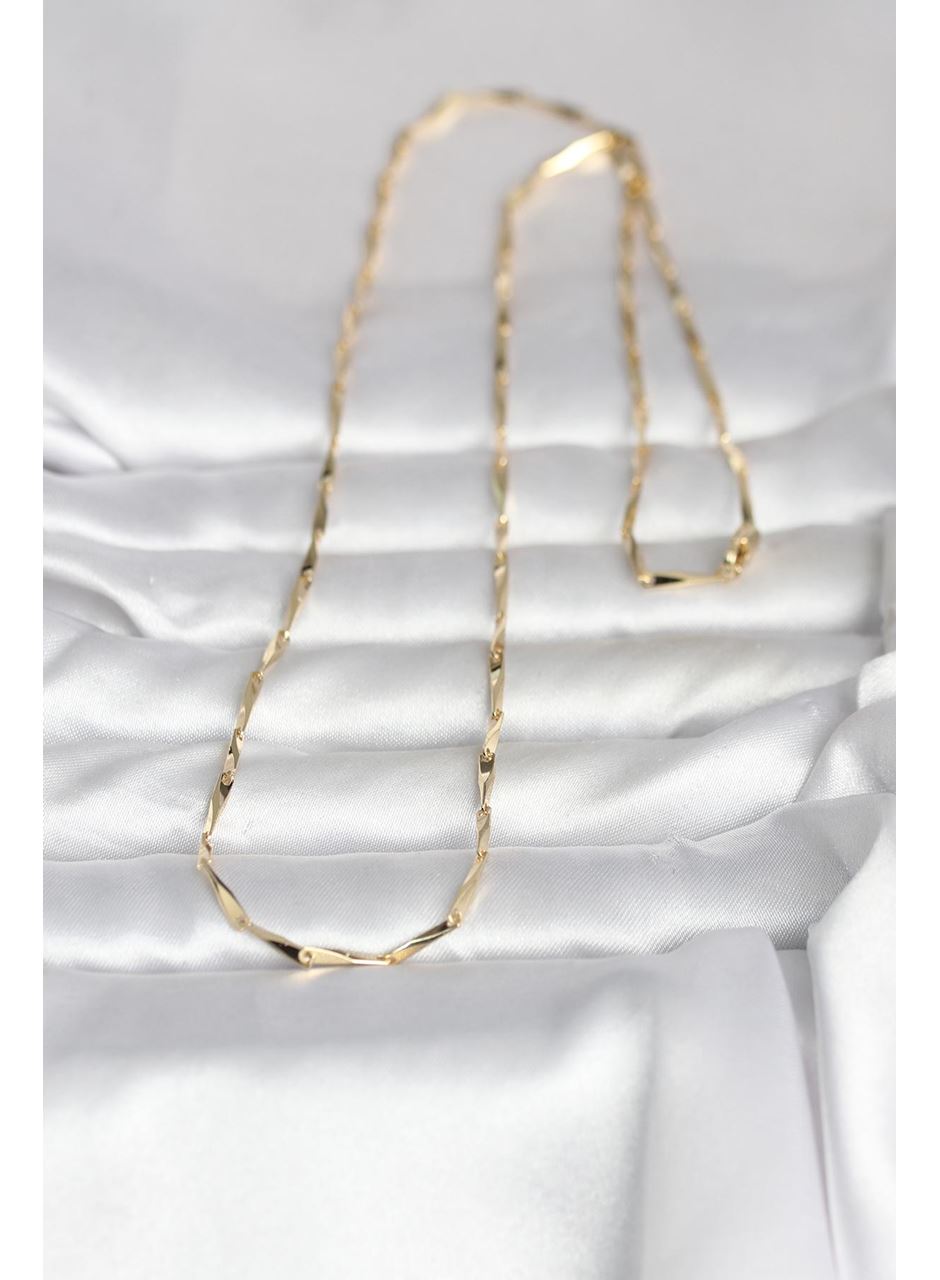 CM 14K Gold Renk Kesme Çubuk Zincirli Model 60 cm Kadın Kolye