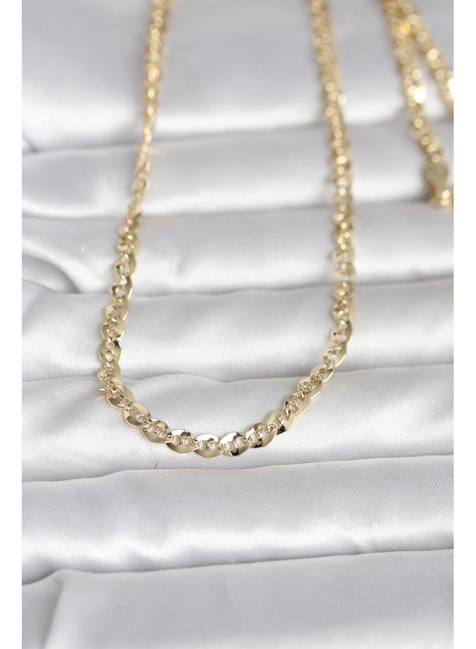 CM 14K Gold Renk Yassı Oval Zincirli Model 60 cm Kadın Kolye
