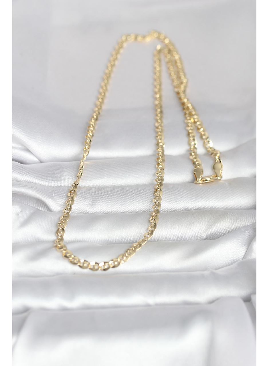 CM 14K Gold Renk Yassı Oval Zincirli Model 60 cm Kadın Kolye