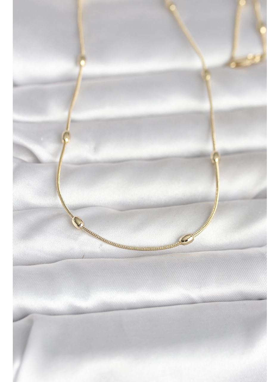 CM 14K Gold Renk Yılan Zincirli Damla Topçuk Model 60 cm Kadın Kolye