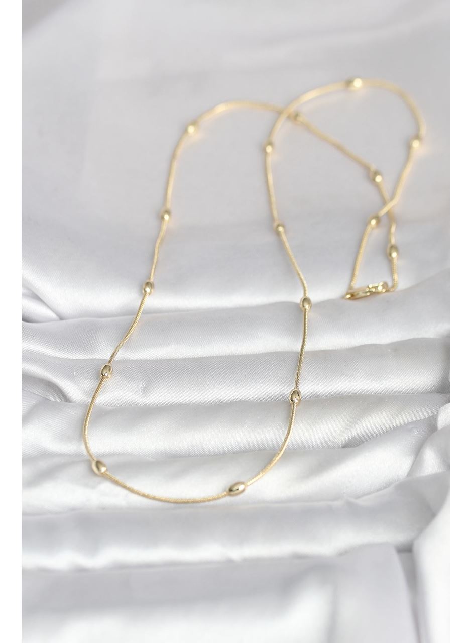 CM 14K Gold Renk Yılan Zincirli Damla Topçuk Model 60 cm Kadın Kolye