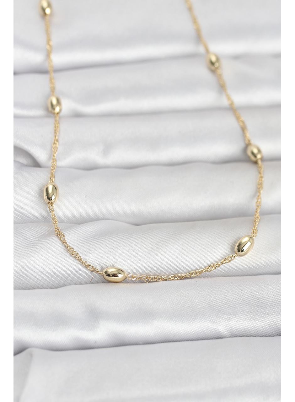 CM 14K Gold Renk Topçuklu Burgu Zincir Model 60 cm Kadın Kolye