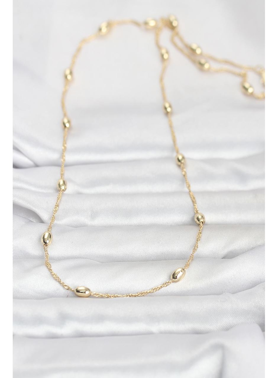 CM 14K Gold Renk Topçuklu Burgu Zincir Model 60 cm Kadın Kolye