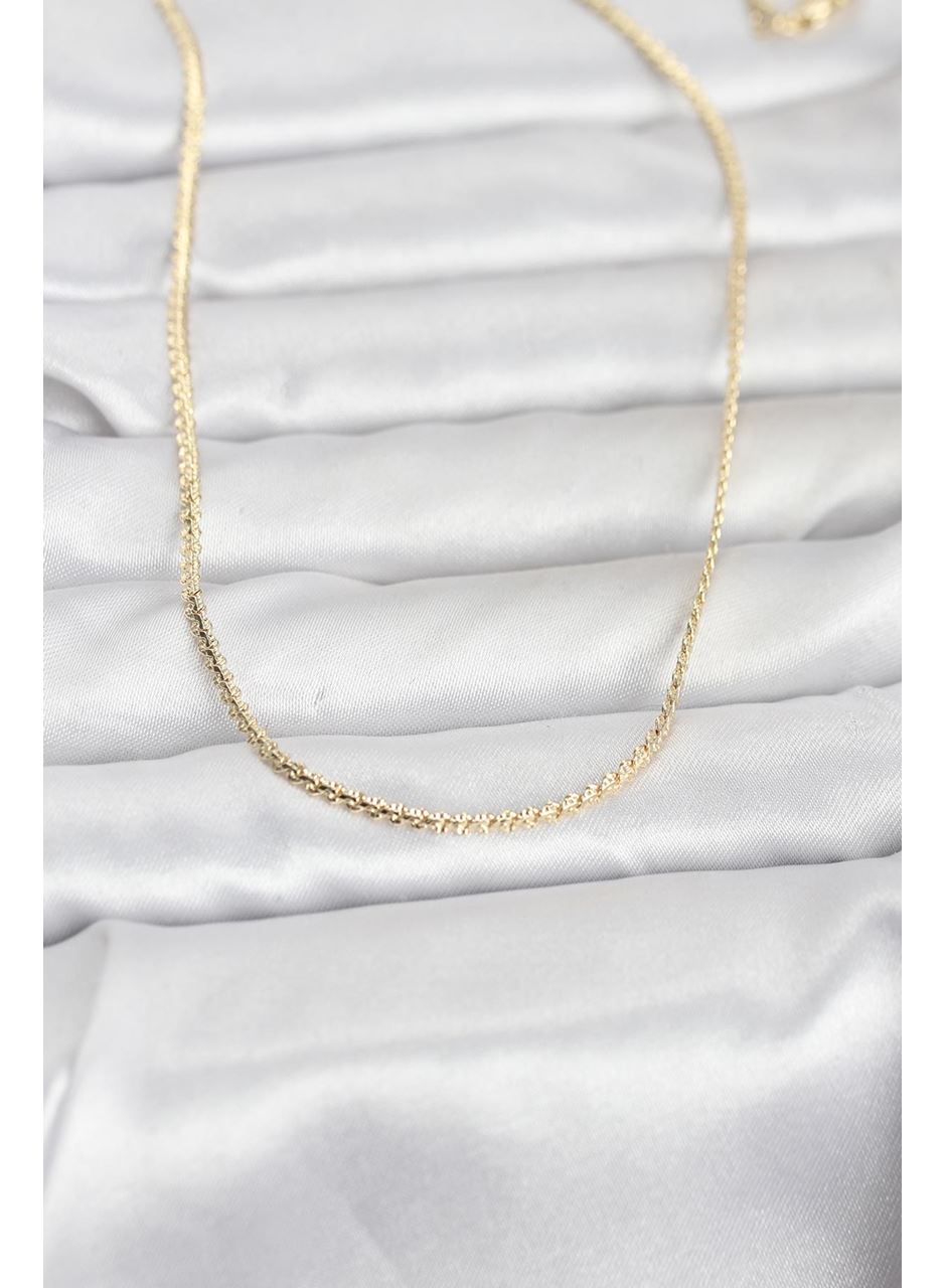 CM 14K Gold Renk Yassı Zincir Model 60 cm Kadın Kolye