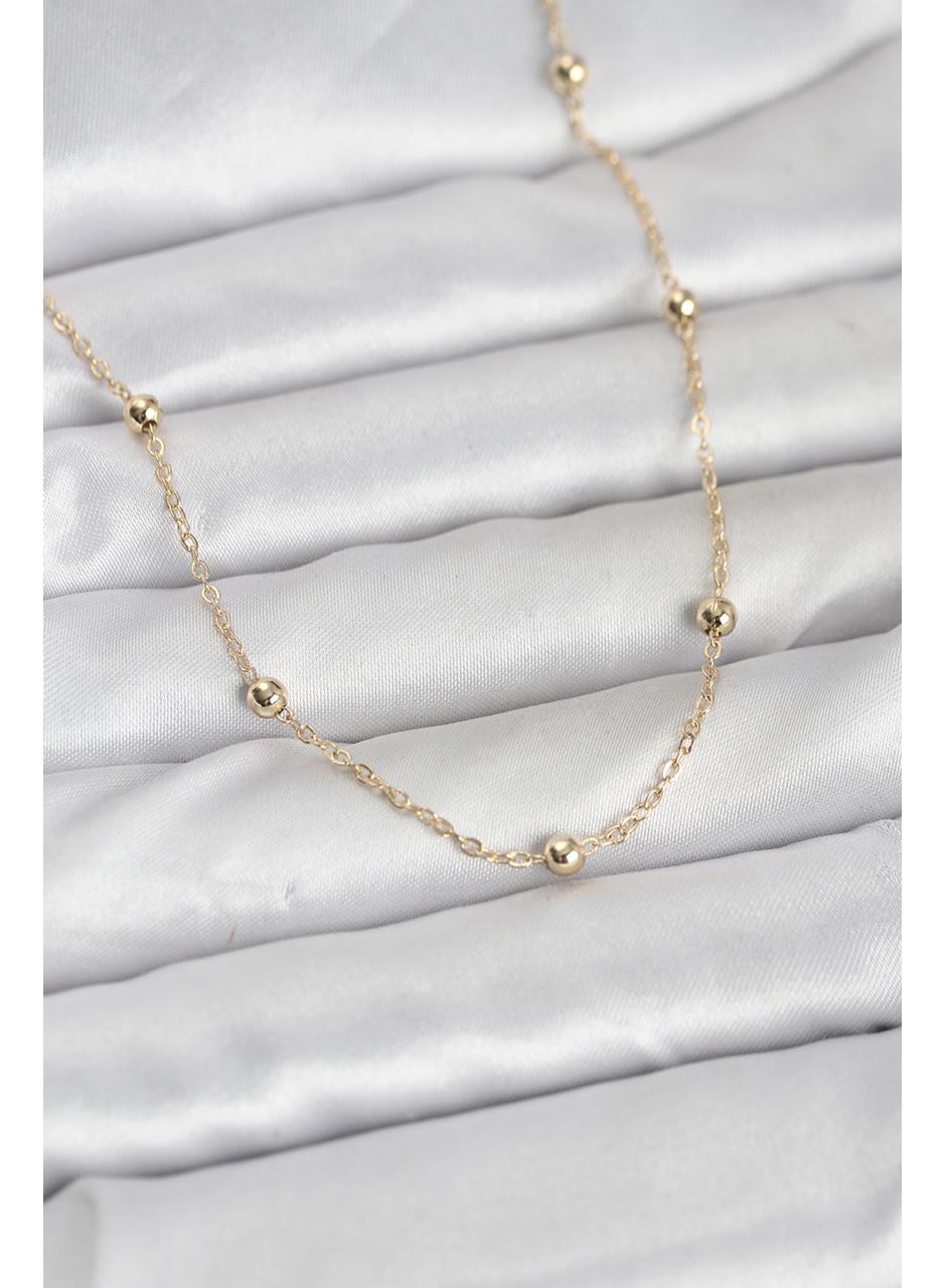 CM 14K Gold Renk Pirinç Top Zincirli 60 cm Kadın Kolye